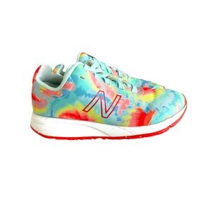 New Balance 455v2 rainbow tie dye running shoes girl size 12 travel walking